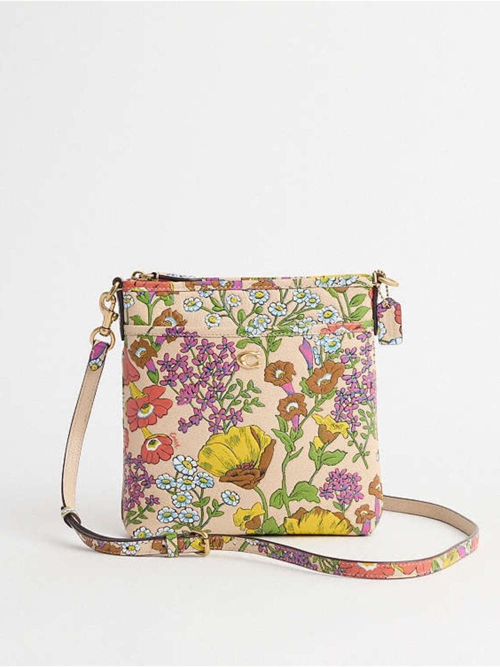 Coach Beige Floral Crossbody with Multicolor Bouquet